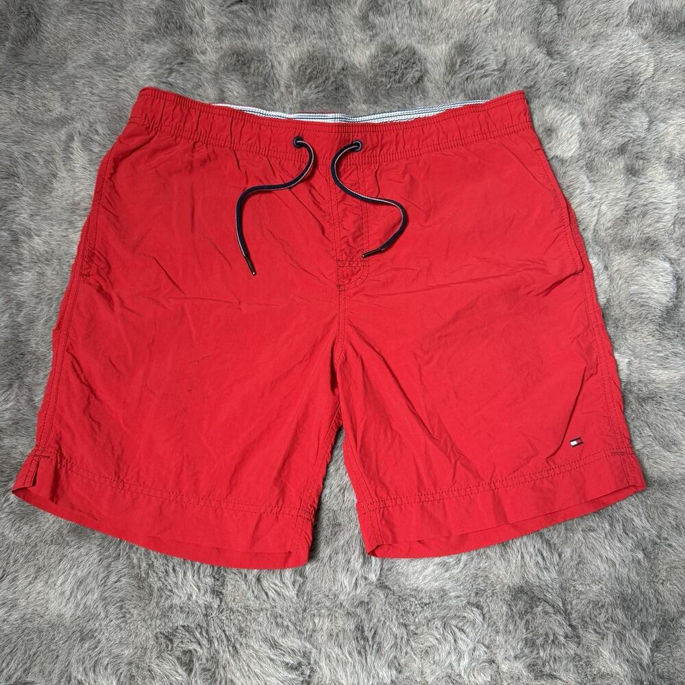 Tommy Hilfiger Men's Size Medium Red Swim Shorts Trunks Swimwear Mesh